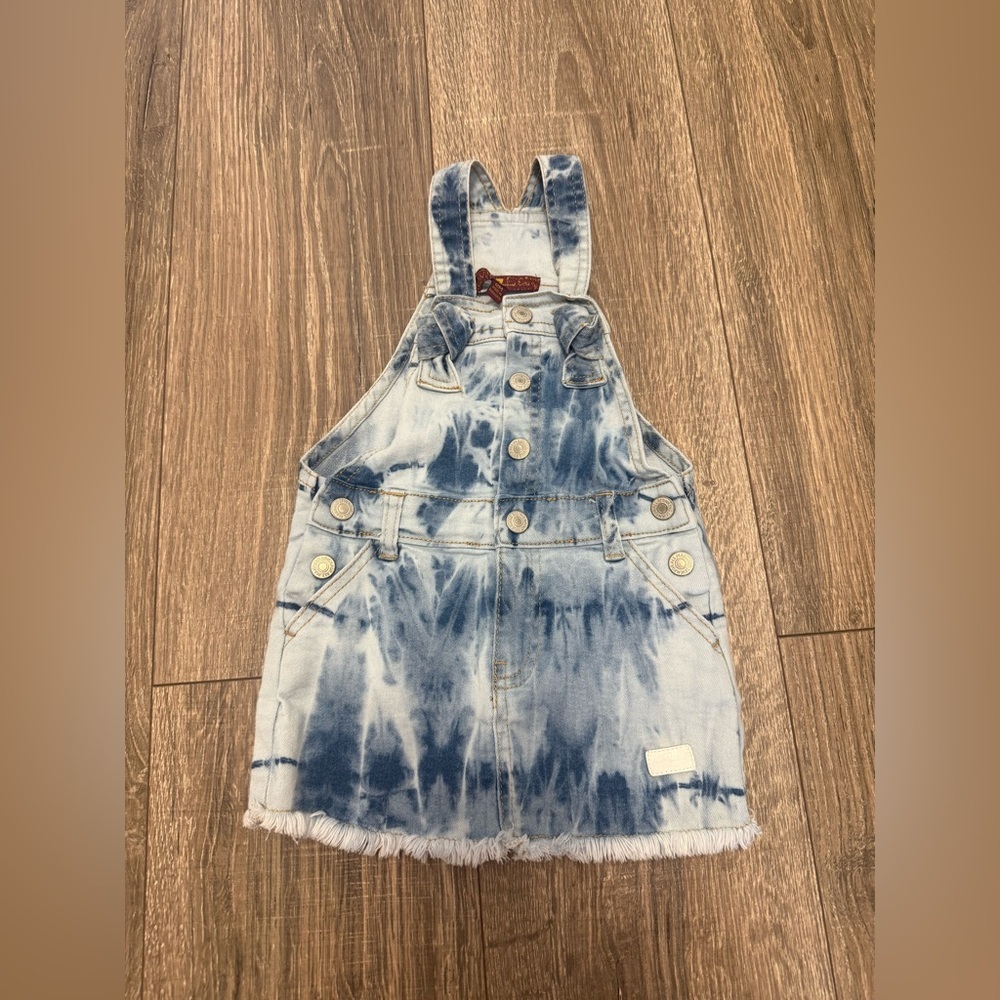7 For All Mankind Baby Girl Overall Denim Jumper Skirt Size 12m